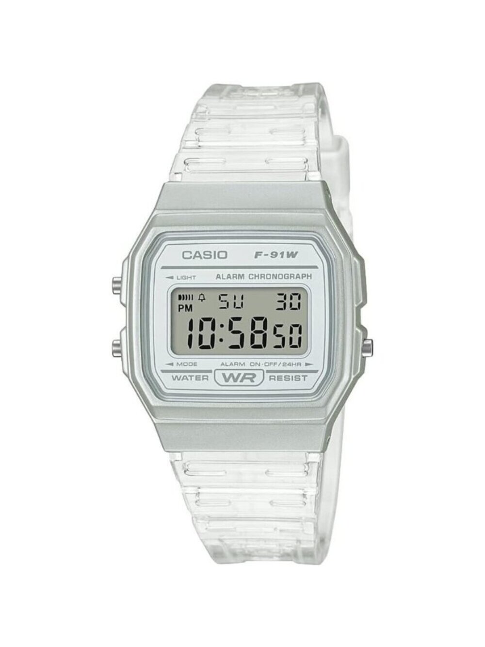 Casio Quartz Watch with Resin Strap, Clear, 20 (Model: F-91WS-7CF)